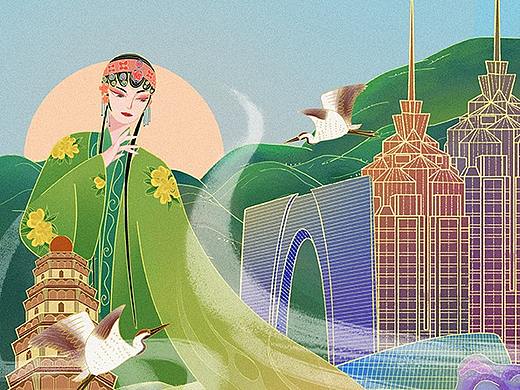 国风插画 - 城市印象.苏州