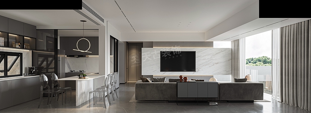 康桥融府装修,别墅现代简约风格设计,天古设计师曾翼