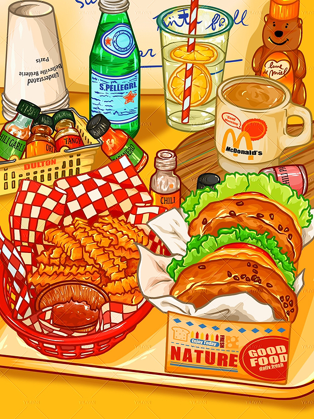 薯条汉堡搭配绝了!