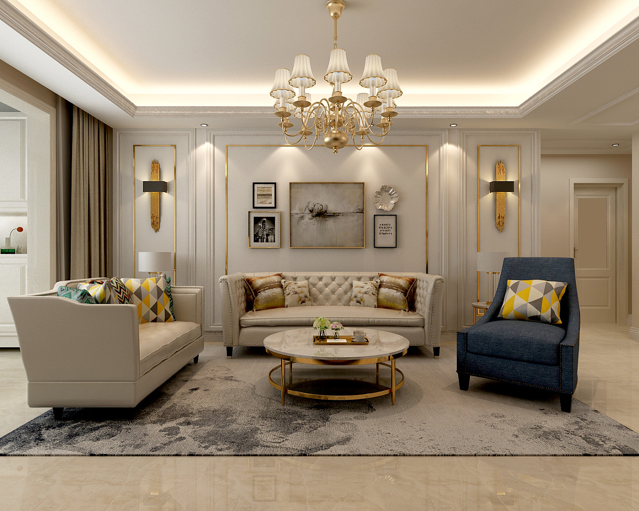 保定【万和城】138平简欧装修效果图