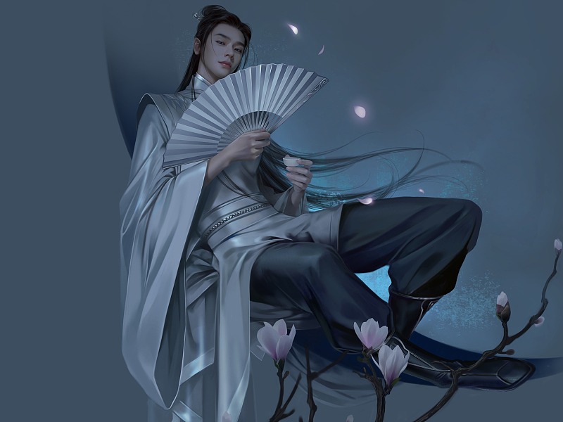 商业古风插画月神