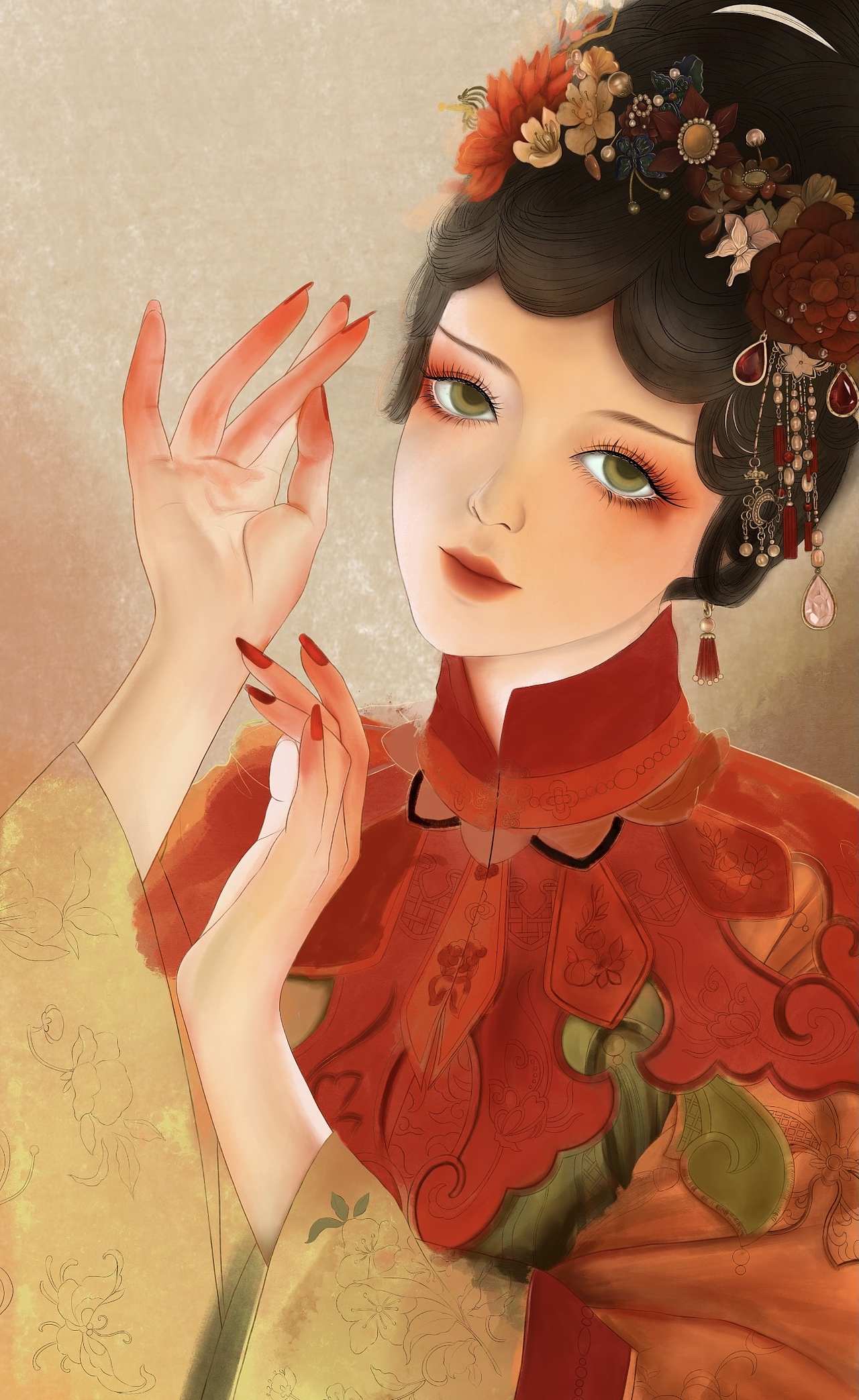 画了一个古风美女