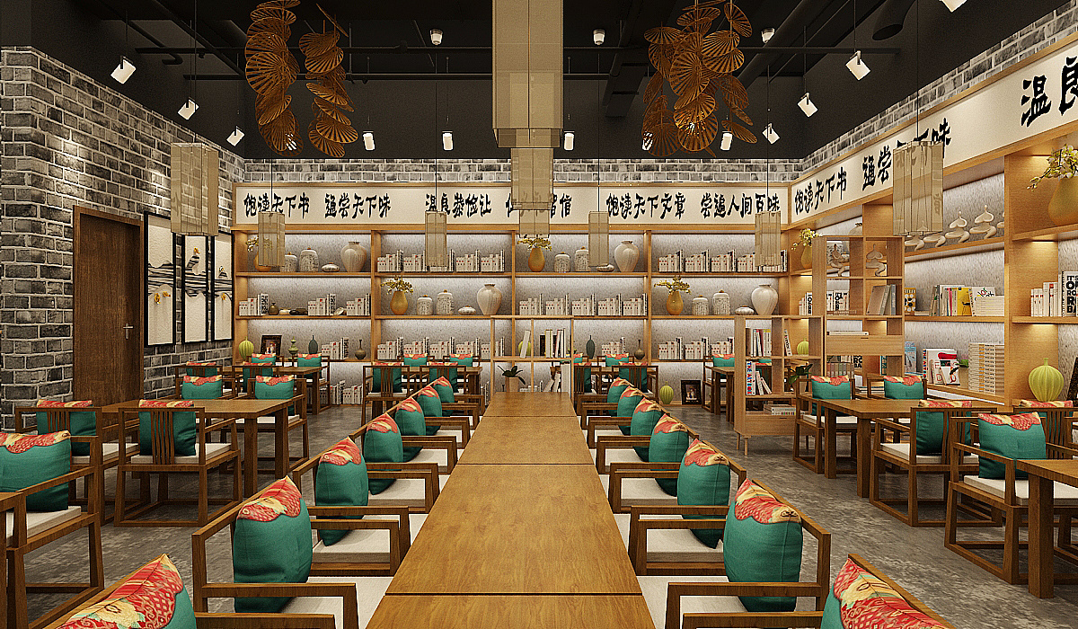 中式面馆店面设计 知味伊麺 店面效果图