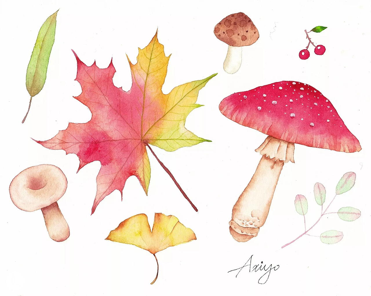 可爱清新小物水彩系列