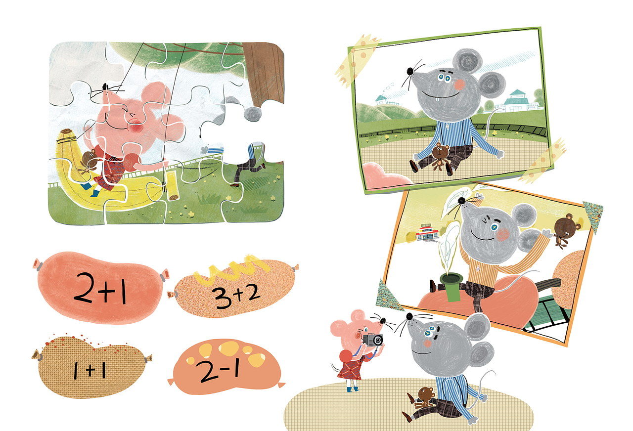 《芝芝鼠和爸爸的游乐园》（图ZMjg1MTU4NTQ0） - 儿童插画 - 站酷设计师大肥象工作室原创素材 - 站酷ZCOOL