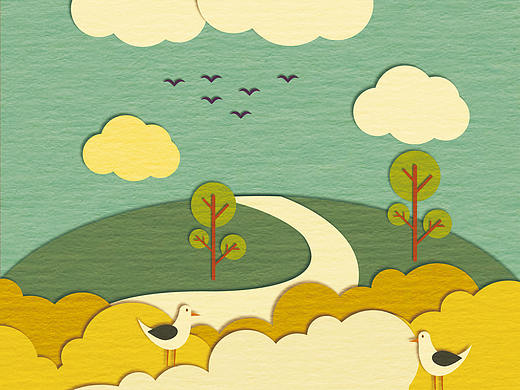 风景剪纸插画_深圳网页设计价格