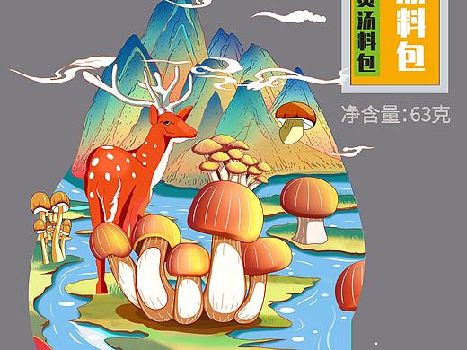 山珍类插画包装