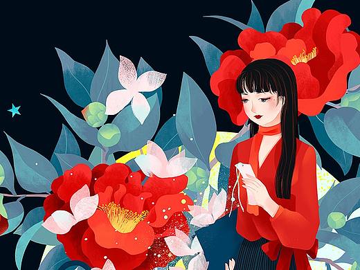 十二星座之花与少女星夜幻想插画12p