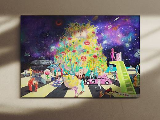 新画的油画《起源》爱情题材哦，美滋滋甜蜜蜜~