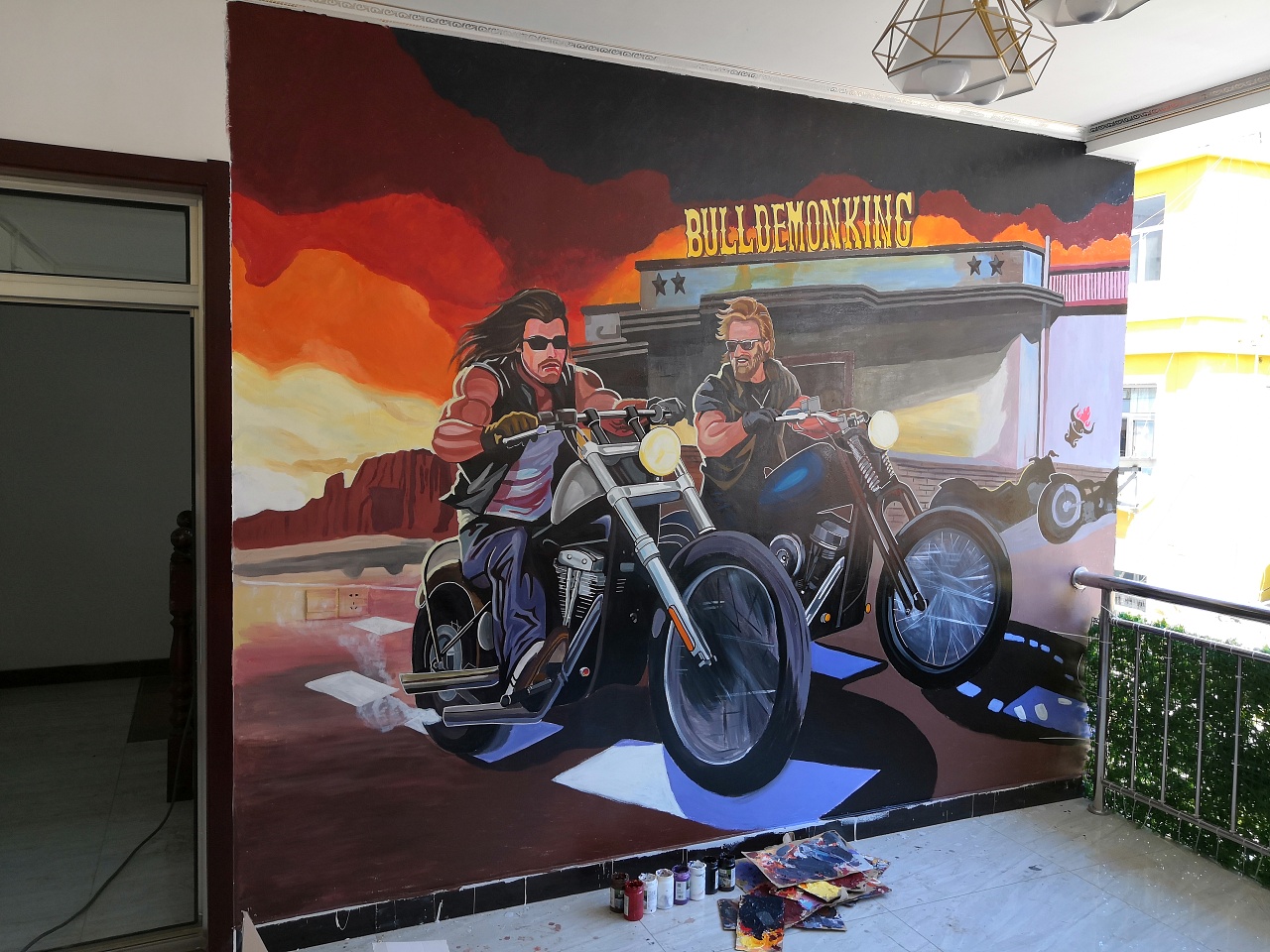 客栈机车手绘墙