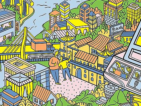 重庆地标俯瞰长卷（个人主页-ZMzMyNjQ4MDg=） - 商业插画 - 站酷设计师吴青音原创素材 - 站酷ZCOOL