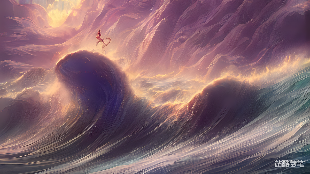 #站酷梦笔#巨浪翻涌,丰富多彩的,错综复杂,详细的