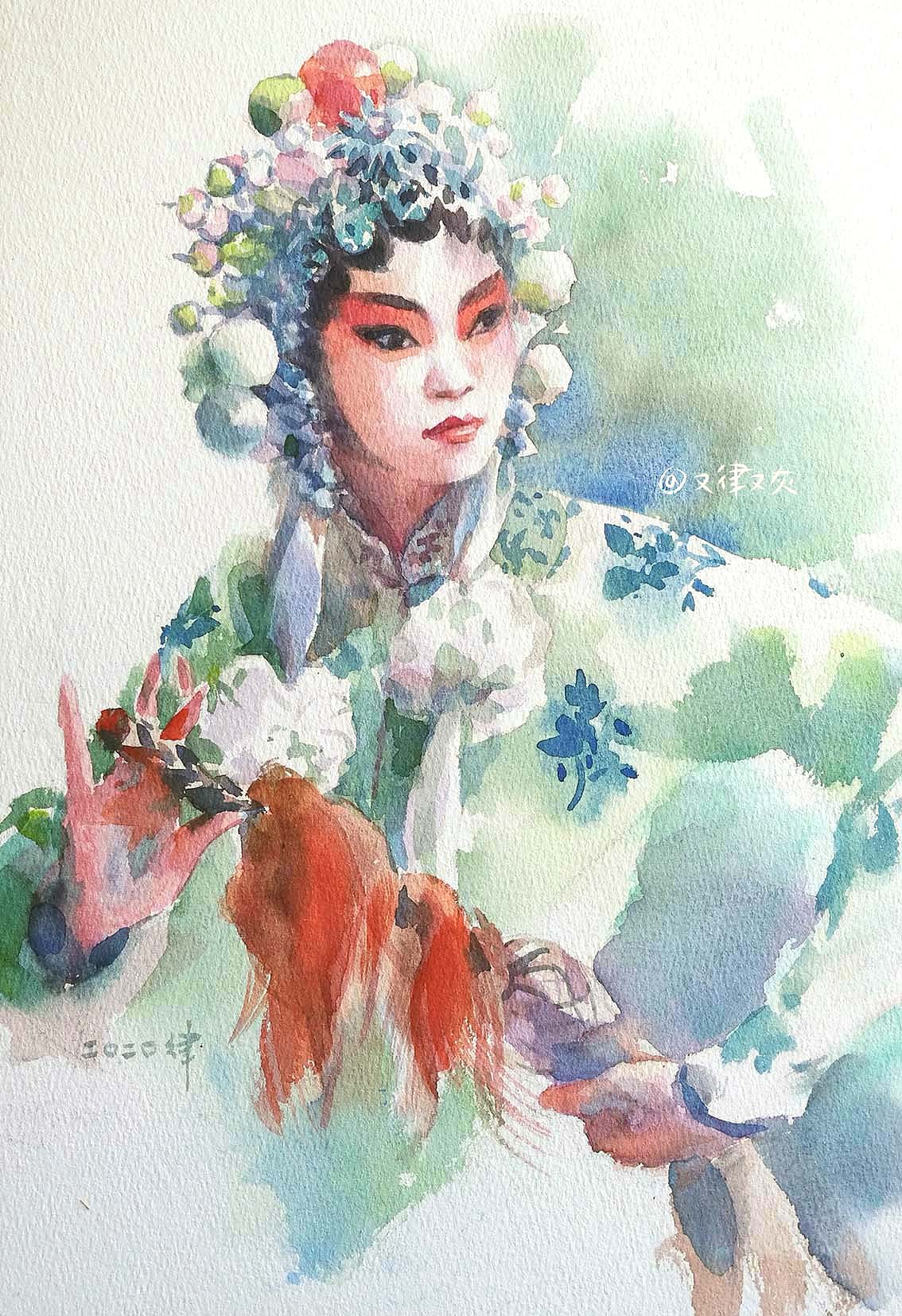 京剧系列水彩人像9幅 - 捕捉你一颦一笑中的神韵