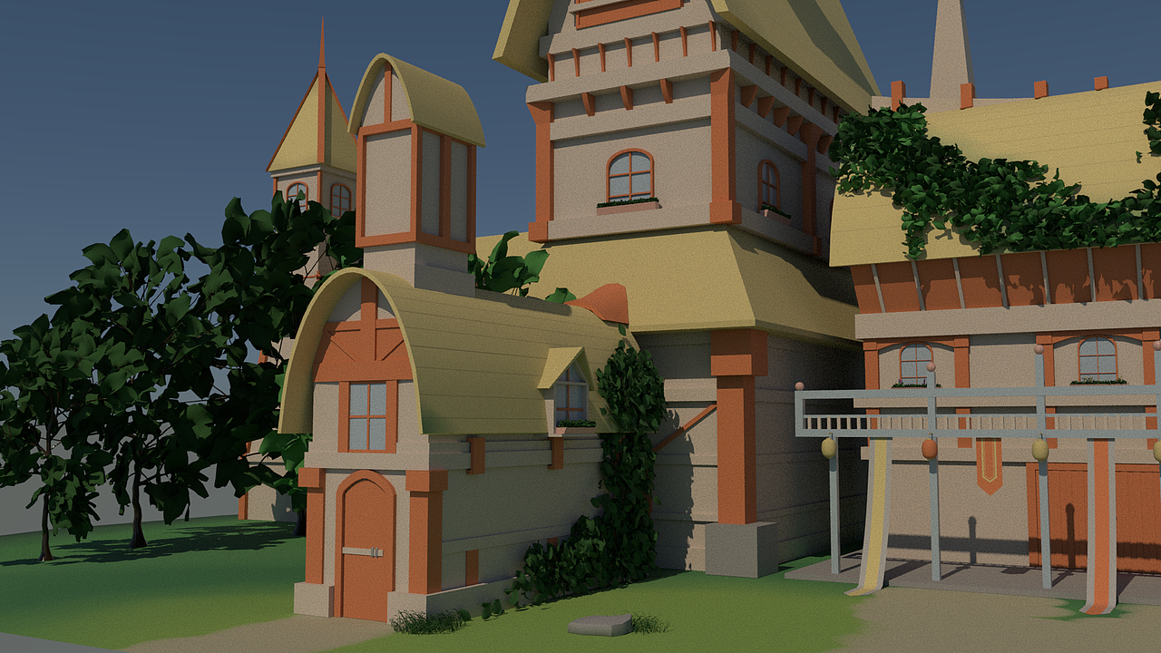 根据网图3D城堡建模-arnold渲染