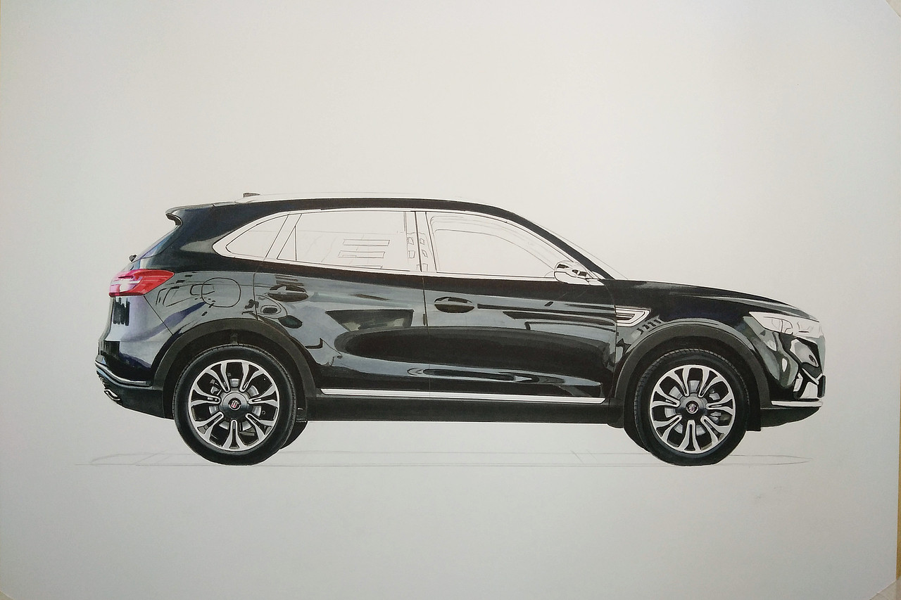 马克笔手绘红旗HS5（图ZMjUyNzQ5NTI0） - 创作习作 - 站酷设计师xyikai吉原创素材 - 站酷ZCOOL