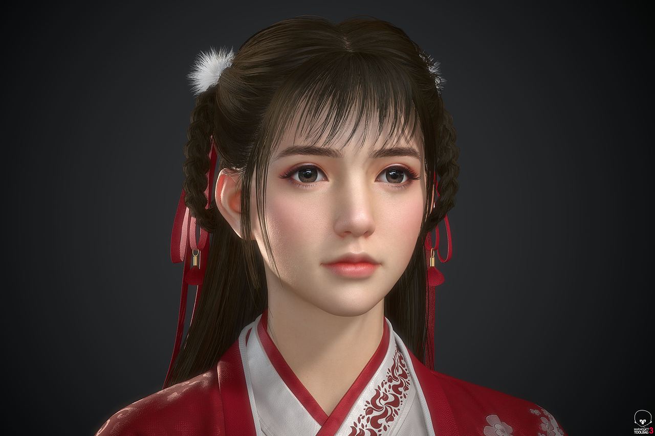 古风美女高精度模型|三维|人物/生物|依古奈斯eugin_原创作品-站酷