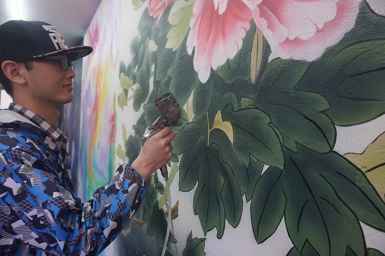 墙绘之工笔牡丹