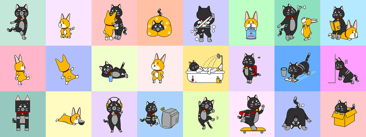 猫主子与狗奴才2（图ZMjA2NDAyMjYw） - 图案 - 站酷设计师ZHANG赫原创素材 - 站酷ZCOOL