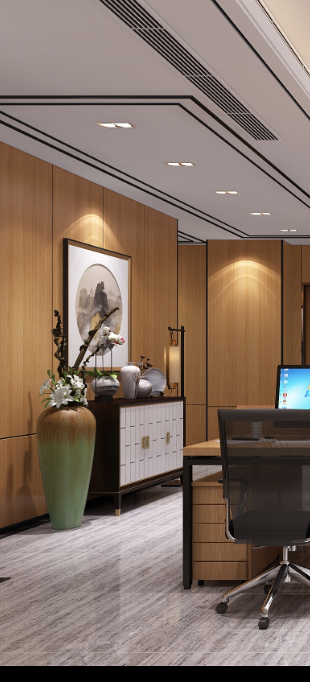 新中式办公室开放空间设计。线象空间之禧上全案整装#
