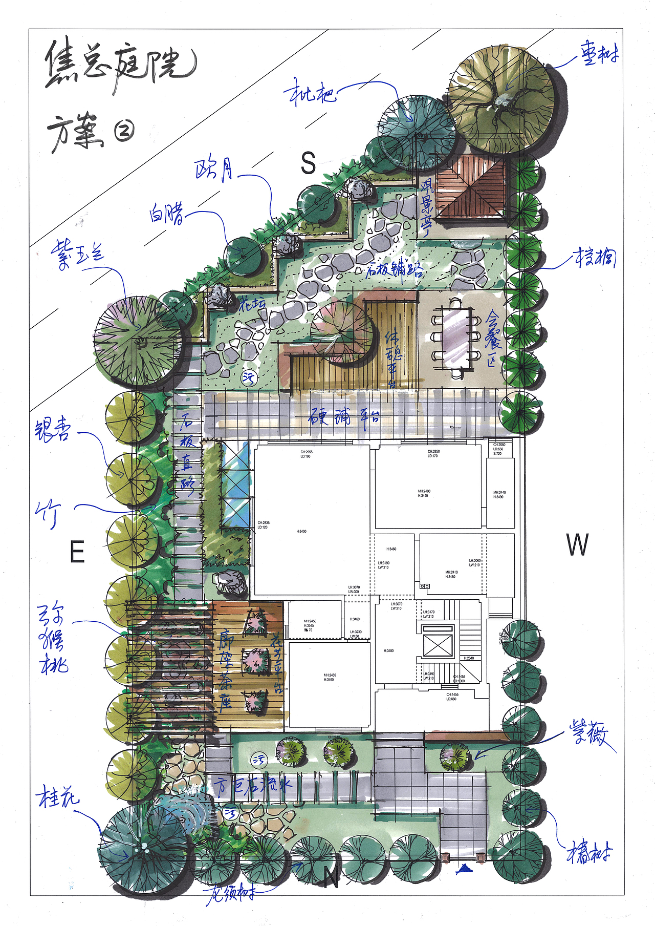 別墅庭院設計手繪方案圖（圖ZMjE4OTQ0MjQ0） - 建筑/空間 - 站酷設計師手繪老師王大叔原創(chuàng)素材 - 站酷ZCOOL