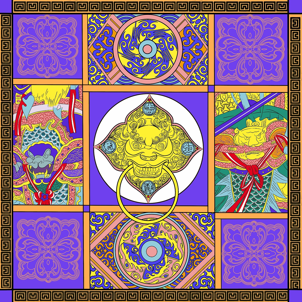 《门》传统纹样插画