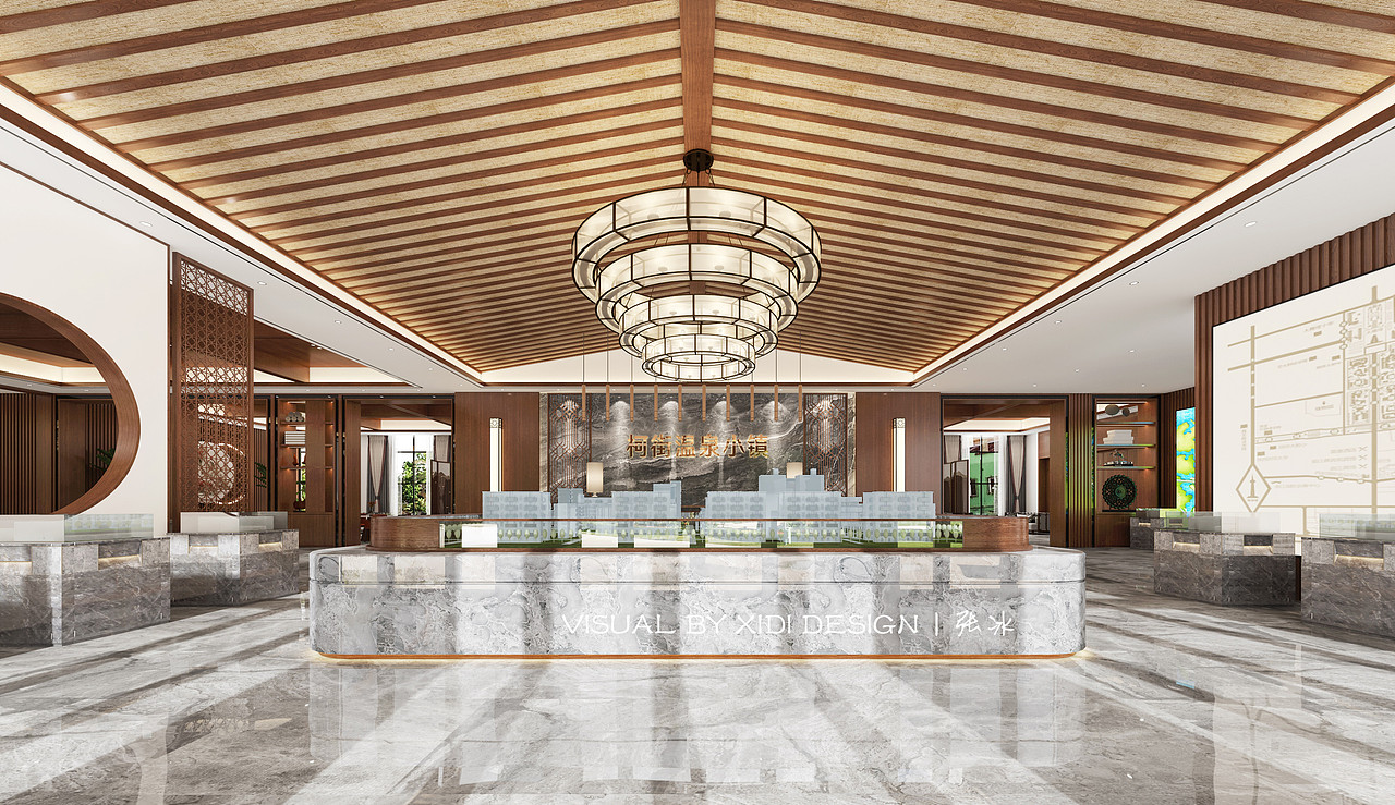 柯街温泉小镇售楼部大厅及外立面效果图案例