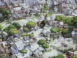 #AI创作实验室#梯田,俯视广角,水墨画