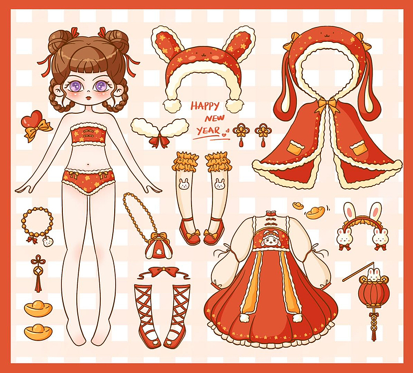 少女穿搭插画贴纸合集（图ZMzI0NjMzMDY4） - 商业插画 - 站酷设计师哈哈哈哈娜原创素材 - 站酷ZCOOL