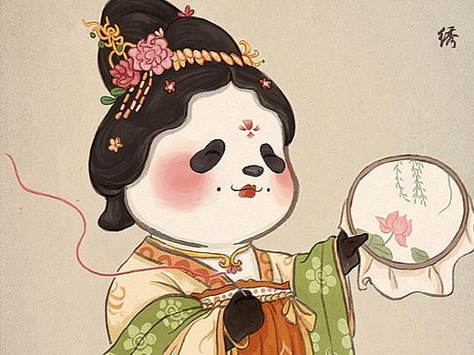 水墨唐风熊猫非遗九宫格