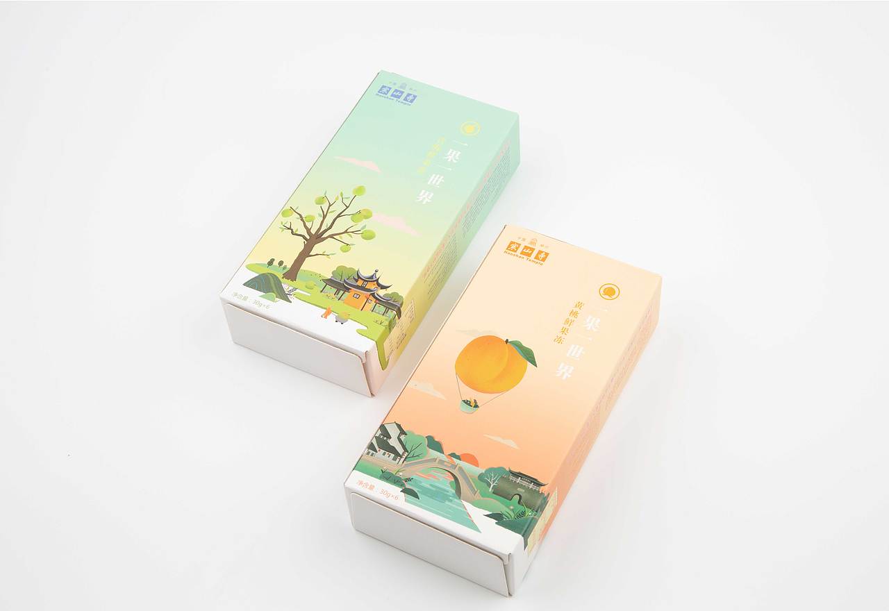 一果一世界-寒山寺果冻包装插画（图ZMTQzMDg0NTgw） - 商业插画 - 站酷设计师王吸溜er原创素材 - 站酷ZCOOL