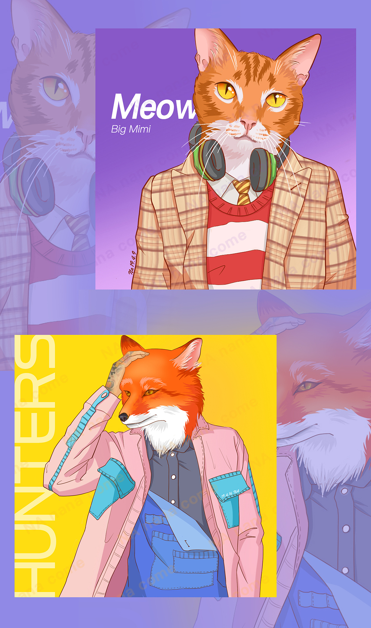 插画合集-动物-猫-狗（图ZMjM1NTEyNzc2） - 艺术插画 - 站酷设计师NAcome原创素材 - 站酷ZCOOL