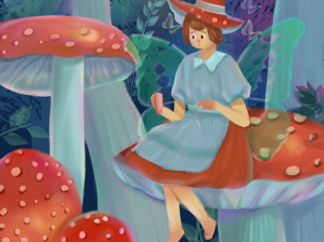 采蘑菇的小姑娘|插画|插画习作|仕宁映画 - 原创作品 - 站酷 (ZCOOL)