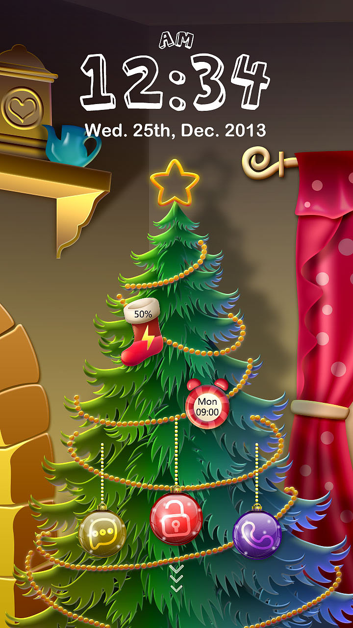圣诞锁屏 / Xmas Tree（图ZMTI1MjkwMDg=） - 主题/皮肤 - 站酷设计师草米原创素材 - 站酷ZCOOL