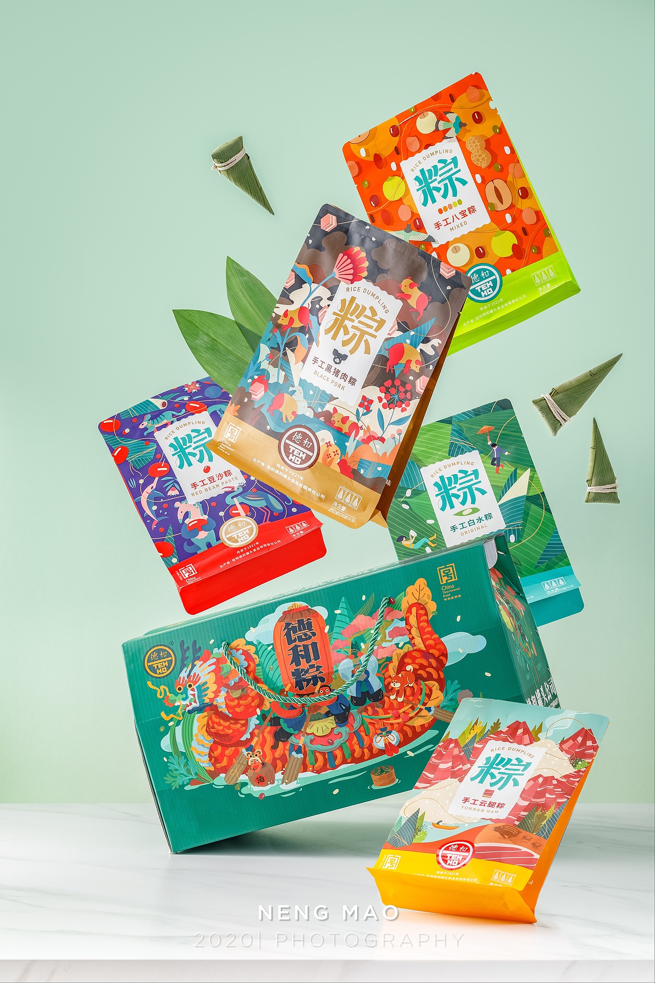 德和罐头.德和香粽礼盒端午粽子拍摄案例。