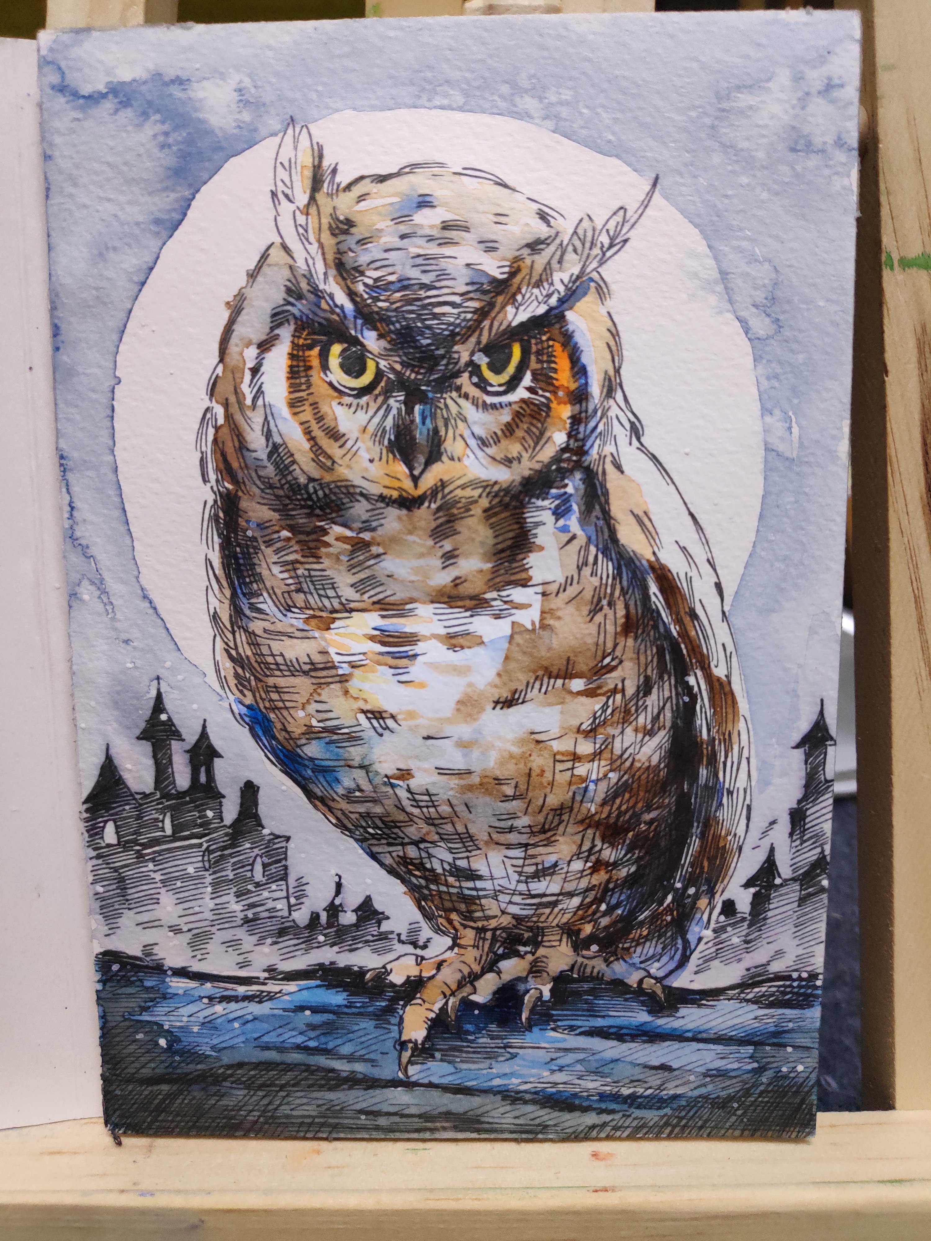 这两个月的晚安水彩图(具象类)