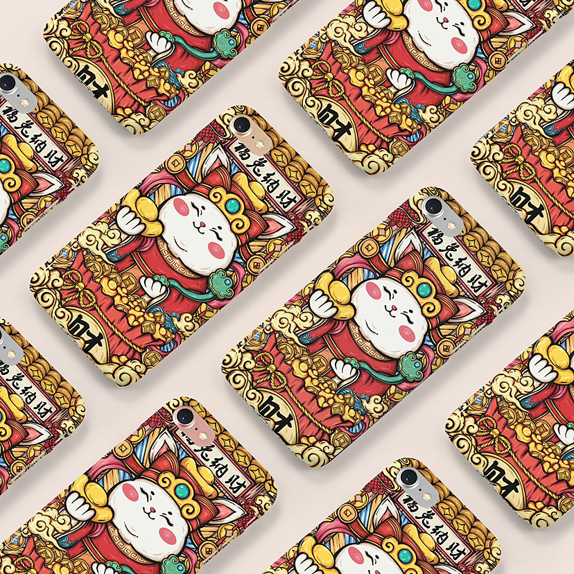 手绘国潮福兔插画（图ZMzIzNTAzODMy） - 商业插画 - 站酷设计师爱画画的南溪原创素材 - 站酷ZCOOL