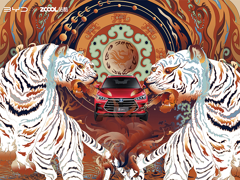 #王者之势 龙腾虎跃#  瑞虎呈祥  插画创作