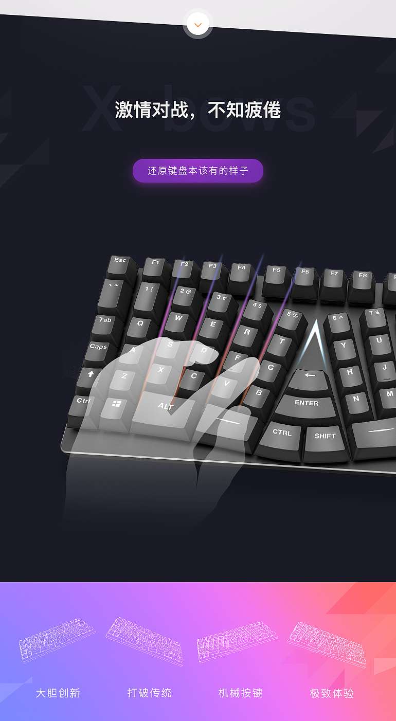 第四代人体工程学键盘（图ZODU0MTY5MzY=） - 电商 - 站酷设计师龙观科技原创素材 - 站酷ZCOOL