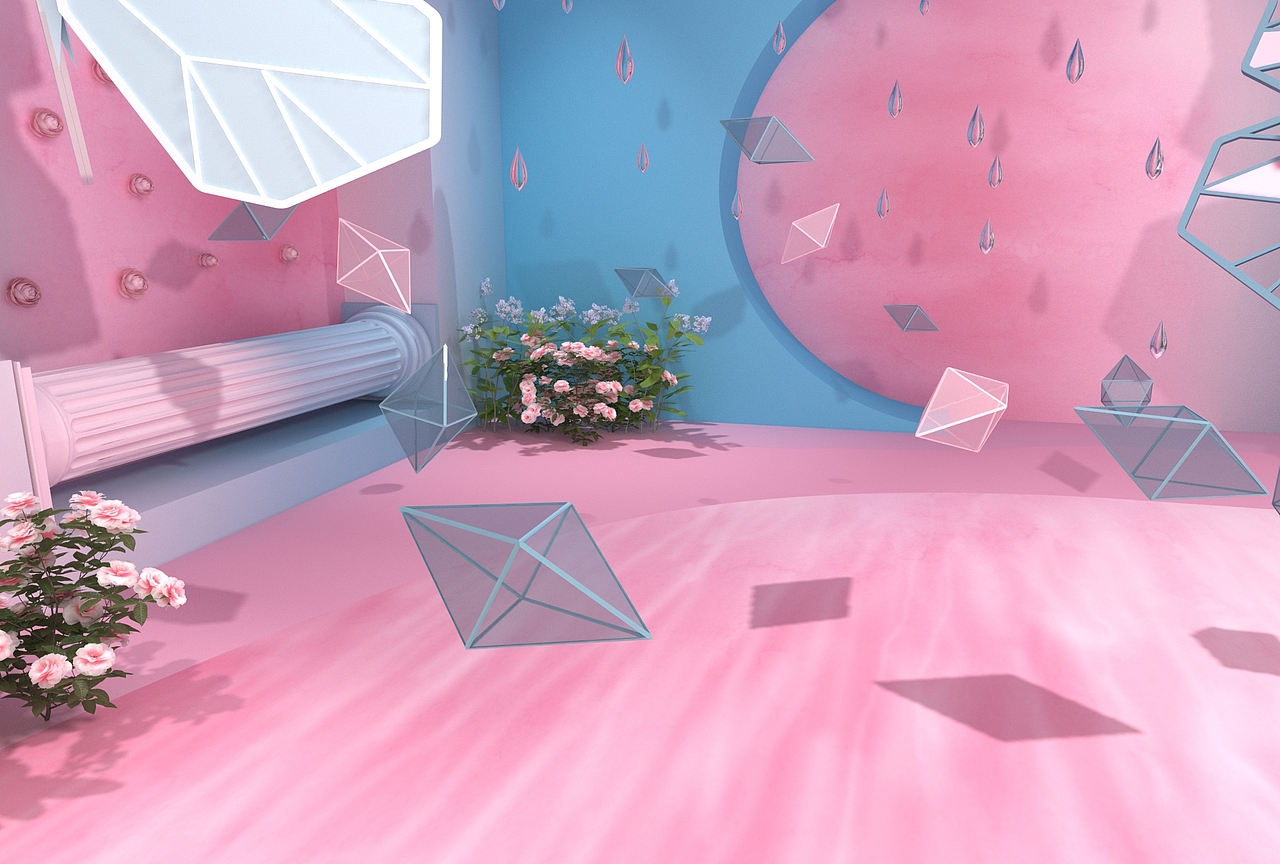 网红风留影区建模练习（图ZMjkzNzczMjIw） - 展陈设计 - 站酷设计师十一家的Design原创素材 - 站酷ZCOOL