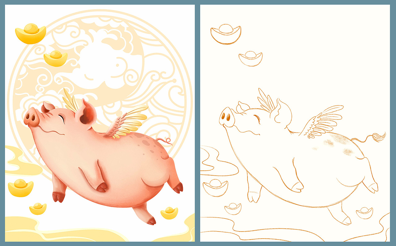 猪:金猪报喜、诸事顺利