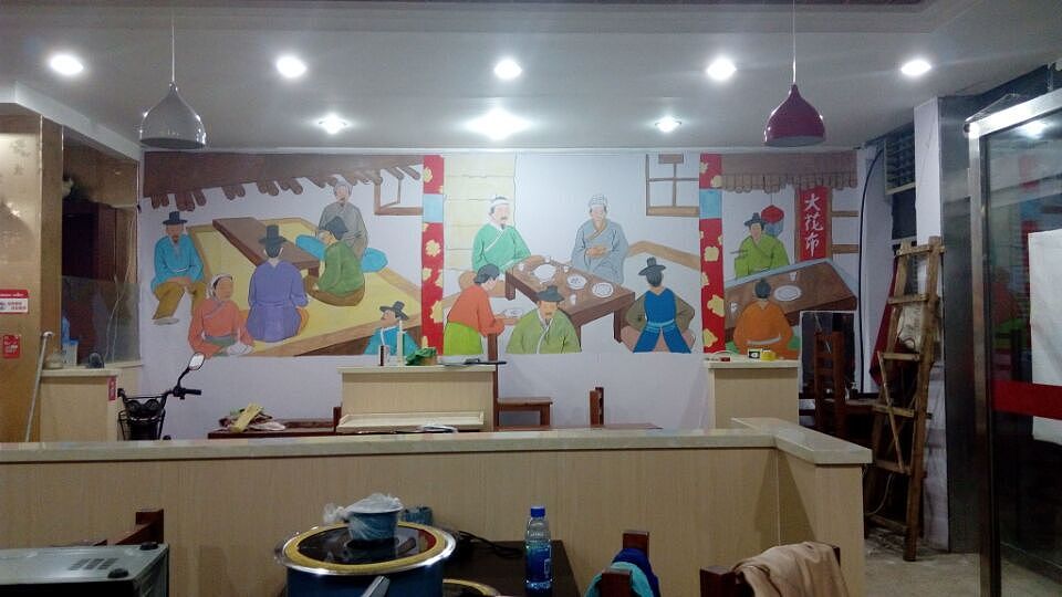 太原大花布烤肉餐厅墙绘