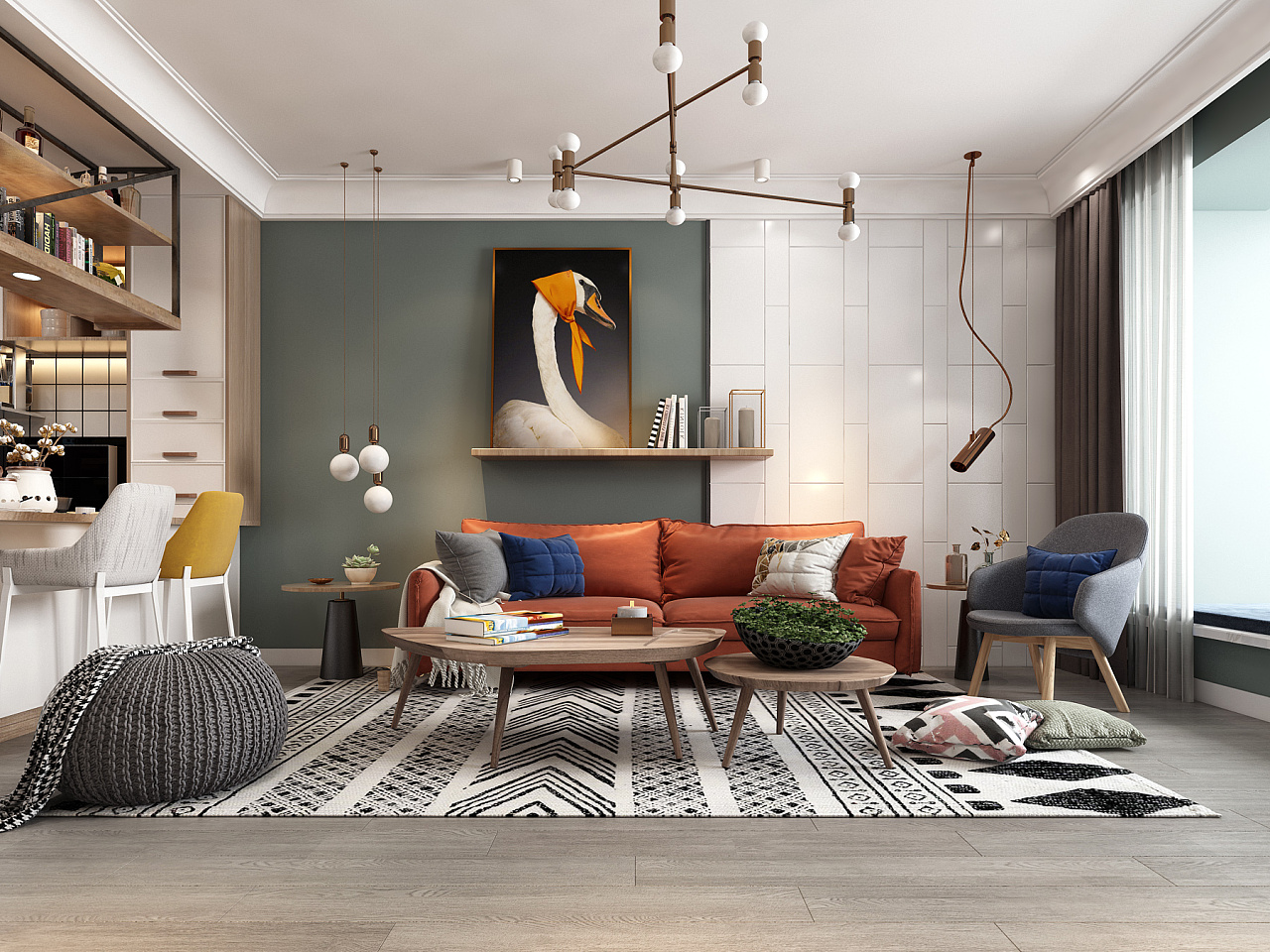 北欧客厅|空间|家装设计|一九九二效果图 - 原创作品 - 站酷 (zcool)