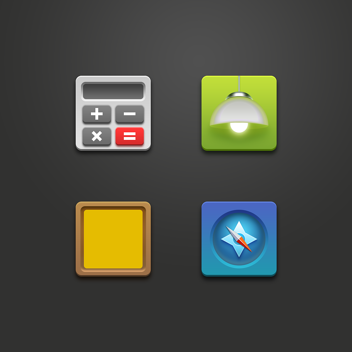 计算器，手电筒，便签，指南针
