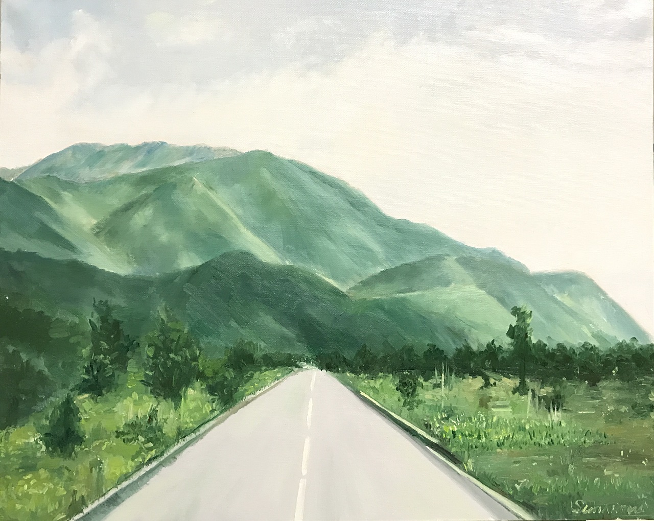 油画风景《路》