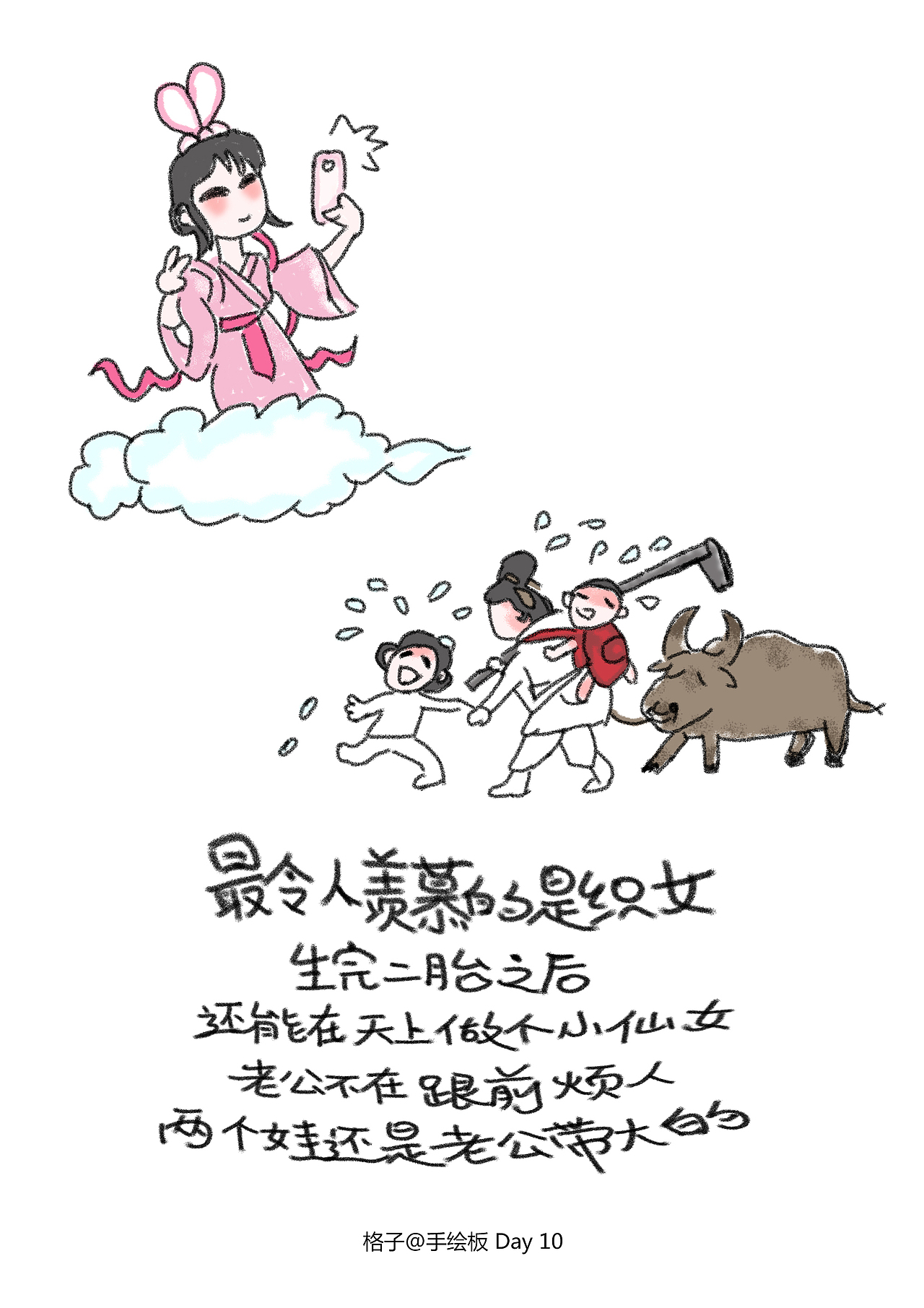 最令人羡慕的是织女-手绘临摹（图ZMjIyODI5MTI0） - 图案 - 站酷设计师格紫设计原创素材 - 站酷ZCOOL