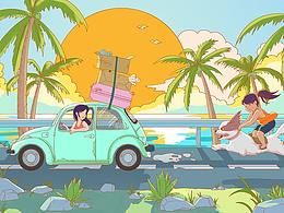 海邊公路上的追逐