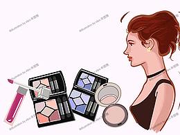 美女侧面肖像和化妆品