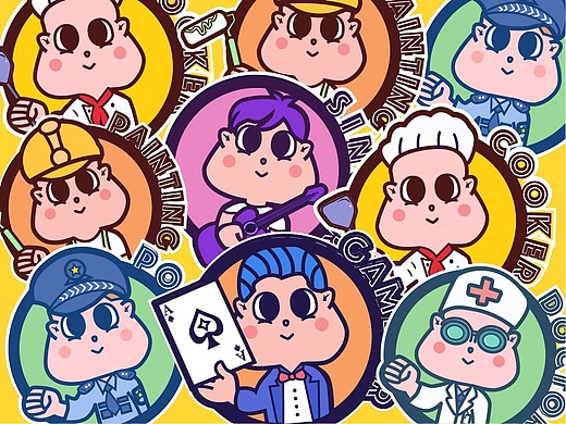 悠客主漫彩虹粉屁熊原味kico148涂鸦风彩色潮流插画练习小哥vk821潮流