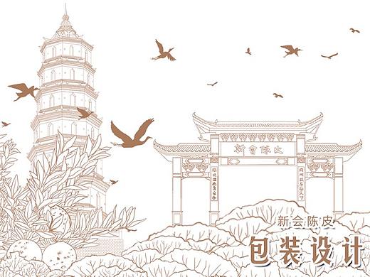 陈皮白茶茶饼创意手绘包装设计