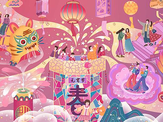 元宵节贺图｜新春游园会-赏花灯